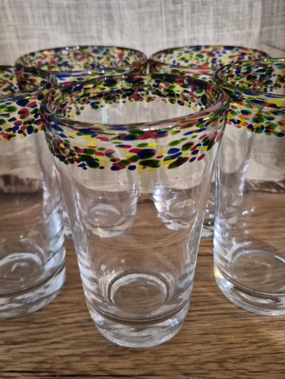 5 Handmade Mexican confetti rock tumbler glasses, Like New, Fiestaware - Picture 4 of 4